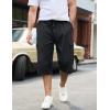 imageTACVASEN Mens Long Cargo Shorts Cotton Below Knee Capris with 6 Pockets Drawstring Elastic Waistband Capri Pants01black
