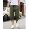 imageTACVASEN Mens Long Cargo Shorts Cotton Below Knee Capris with 6 Pockets Drawstring Elastic Waistband Capri Pants04armygreen