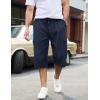 imageTACVASEN Mens Long Cargo Shorts Cotton Below Knee Capris with 6 Pockets Drawstring Elastic Waistband Capri Pants05navy