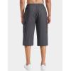 imageTACVASEN Mens Long Cargo Shorts Cotton Below Knee Capris with 6 Pockets Drawstring Elastic Waistband Capri Pants06dark Grey