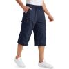 imageTACVASEN Mens Long Cargo Shorts Cotton Below Knee Capris with 6 Pockets Drawstring Elastic Waistband Capri Pants05navy