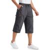 imageTACVASEN Mens Long Cargo Shorts Cotton Below Knee Capris with 6 Pockets Drawstring Elastic Waistband Capri Pants06dark Grey