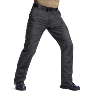 imageTACVASEN Mens Cargo Work Pants Hiking Tactical Waterproof Ripstop Breathable Stretch Pants with 8 PocketsNo BeltDark Grey