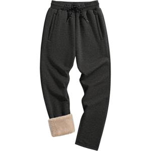 imageTACVASEN Mens Fleece Winter Pants Warm Sherpa Lined Sweatpants Heavyweight Thermal Lounge Athletic Track JoggersDark Grey Heather