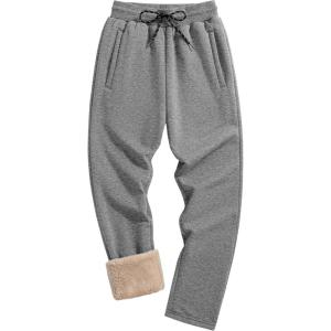 imageTACVASEN Mens Fleece Winter Pants Warm Sherpa Lined Sweatpants Heavyweight Thermal Lounge Athletic Track JoggersLight Grey Heather