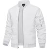 imageTACVASEN Mens Bomber Jacket Lightweight Casual Spring Fall Windbreaker Zip Up Coat with Pocket01 White