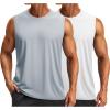 imageTACVASEN Sleeveless Shirts for Men 2Pack Quick Dry Tank Tops Lightweight UPF 50 Running Gym Workout Muscle ShirtsLight GreyWhite