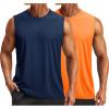 imageTACVASEN Sleeveless Shirts for Men 2Pack Quick Dry Tank Tops Lightweight UPF 50 Running Gym Workout Muscle ShirtsNavyOrange