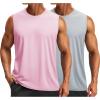 imageTACVASEN Sleeveless Shirts for Men 2Pack Quick Dry Tank Tops Lightweight UPF 50 Running Gym Workout Muscle ShirtsPinkLight Grey