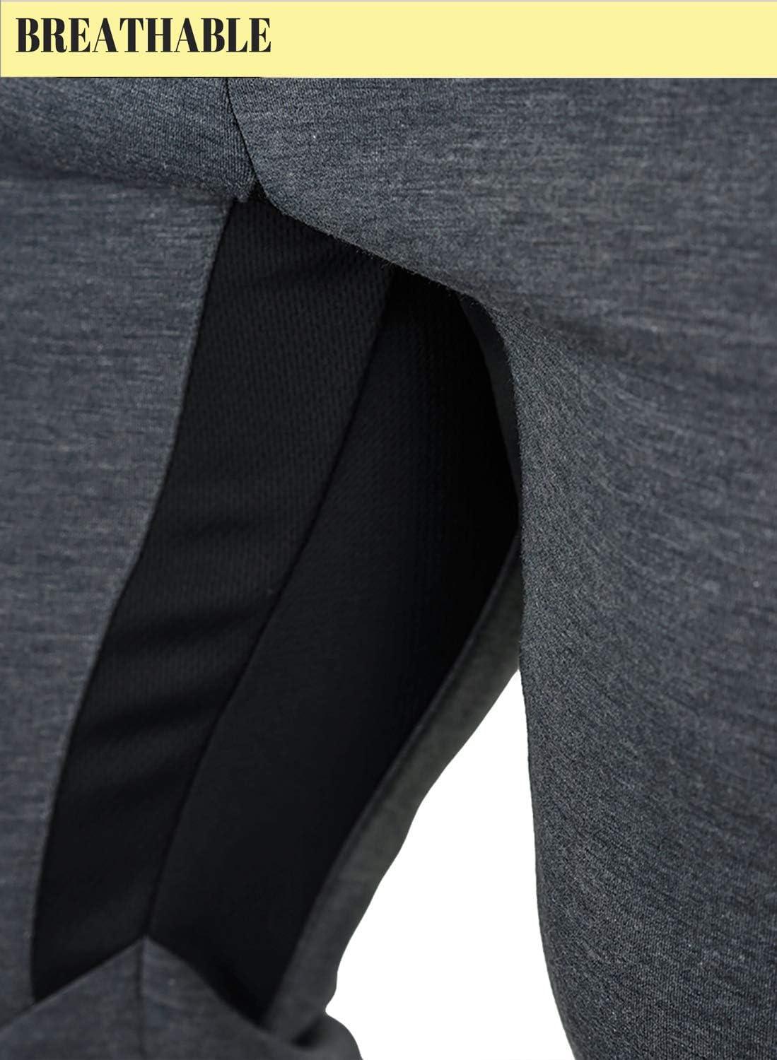 imageTACVASEN Mens 34 Long Cotton Casual Shorts Jogger Capri Pants Zipper Black