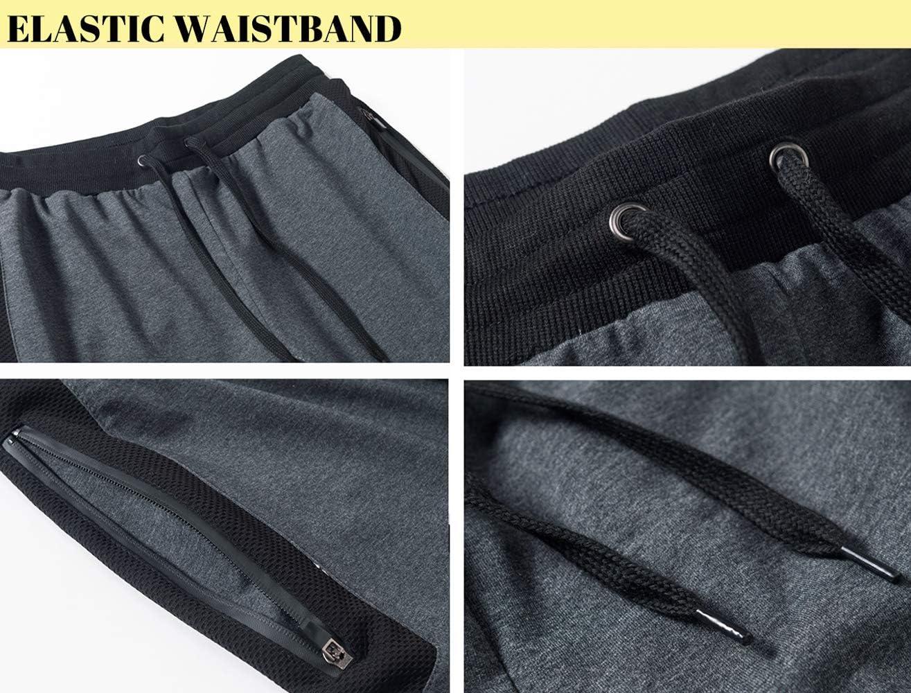 imageTACVASEN Mens 34 Long Cotton Casual Shorts Jogger Capri Pants Zipper Black