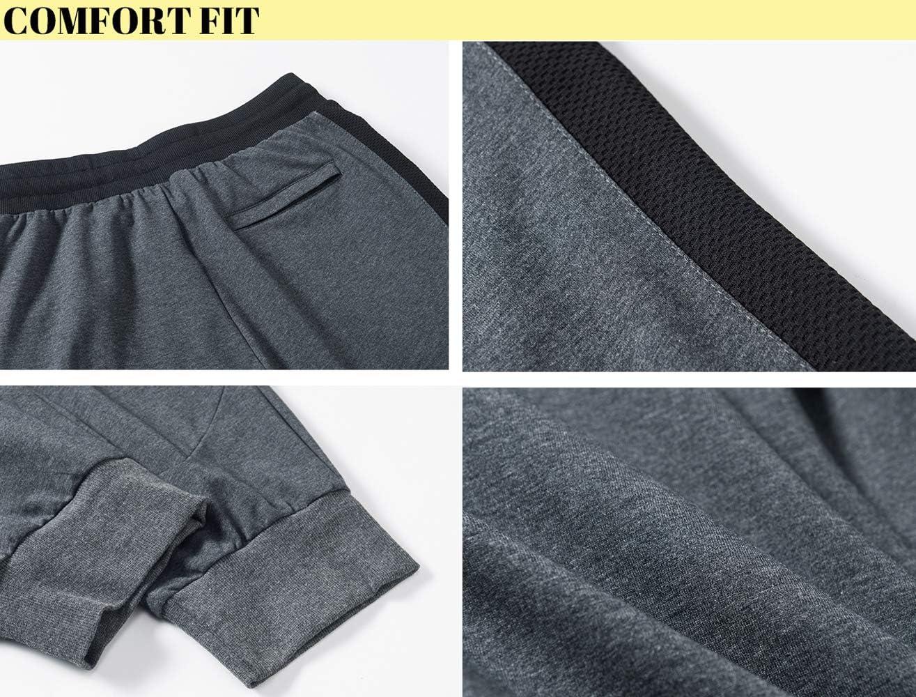 imageTACVASEN Mens 34 Long Cotton Casual Shorts Jogger Capri Pants Zipper Black