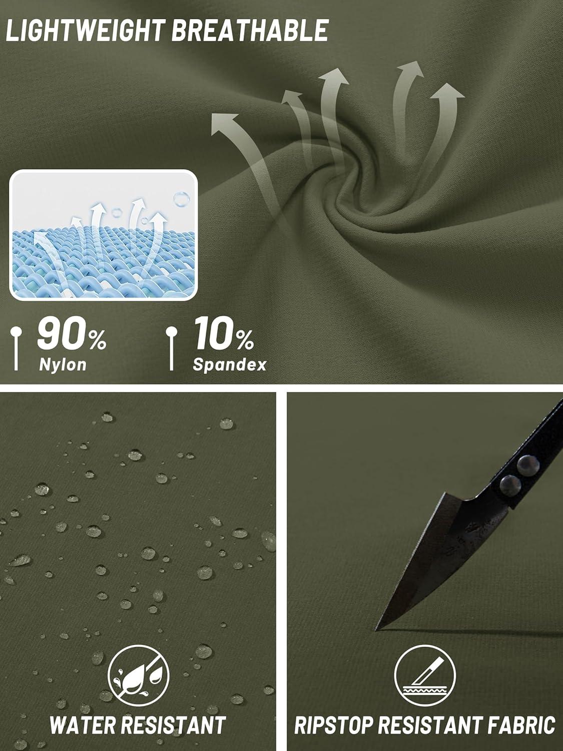 imageTACVASEN Mens Hiking Cargo Pants with 6 Pockets Lightweight Water Resistant Quick Dry Travel Pants for Men Work OutdoorArmy Green