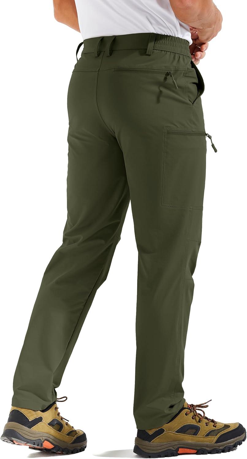 imageTACVASEN Mens Hiking Cargo Pants with 6 Pockets Lightweight Water Resistant Quick Dry Travel Pants for Men Work OutdoorArmy Green