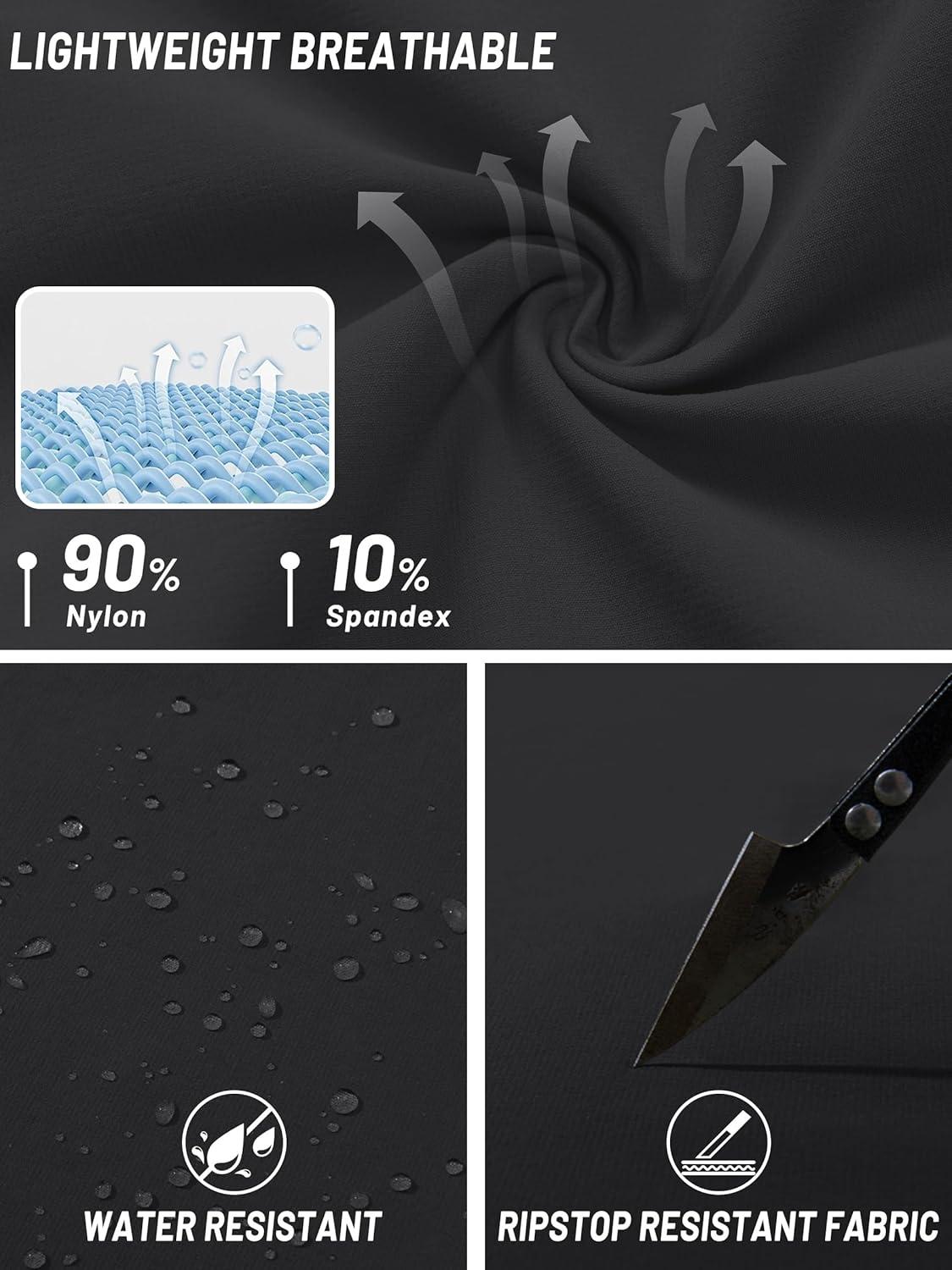 imageTACVASEN Mens Hiking Cargo Pants with 6 Pockets Lightweight Water Resistant Quick Dry Travel Pants for Men Work OutdoorBlack