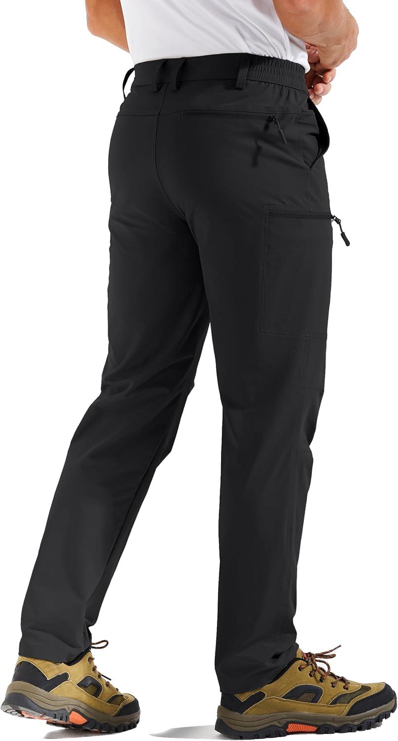 imageTACVASEN Mens Hiking Cargo Pants with 6 Pockets Lightweight Water Resistant Quick Dry Travel Pants for Men Work OutdoorBlack