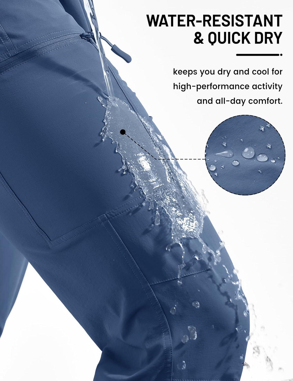 imageTACVASEN Mens Hiking Cargo Pants with 6 Pockets Lightweight Water Resistant Quick Dry Travel Pants for Men Work OutdoorBlue Grey