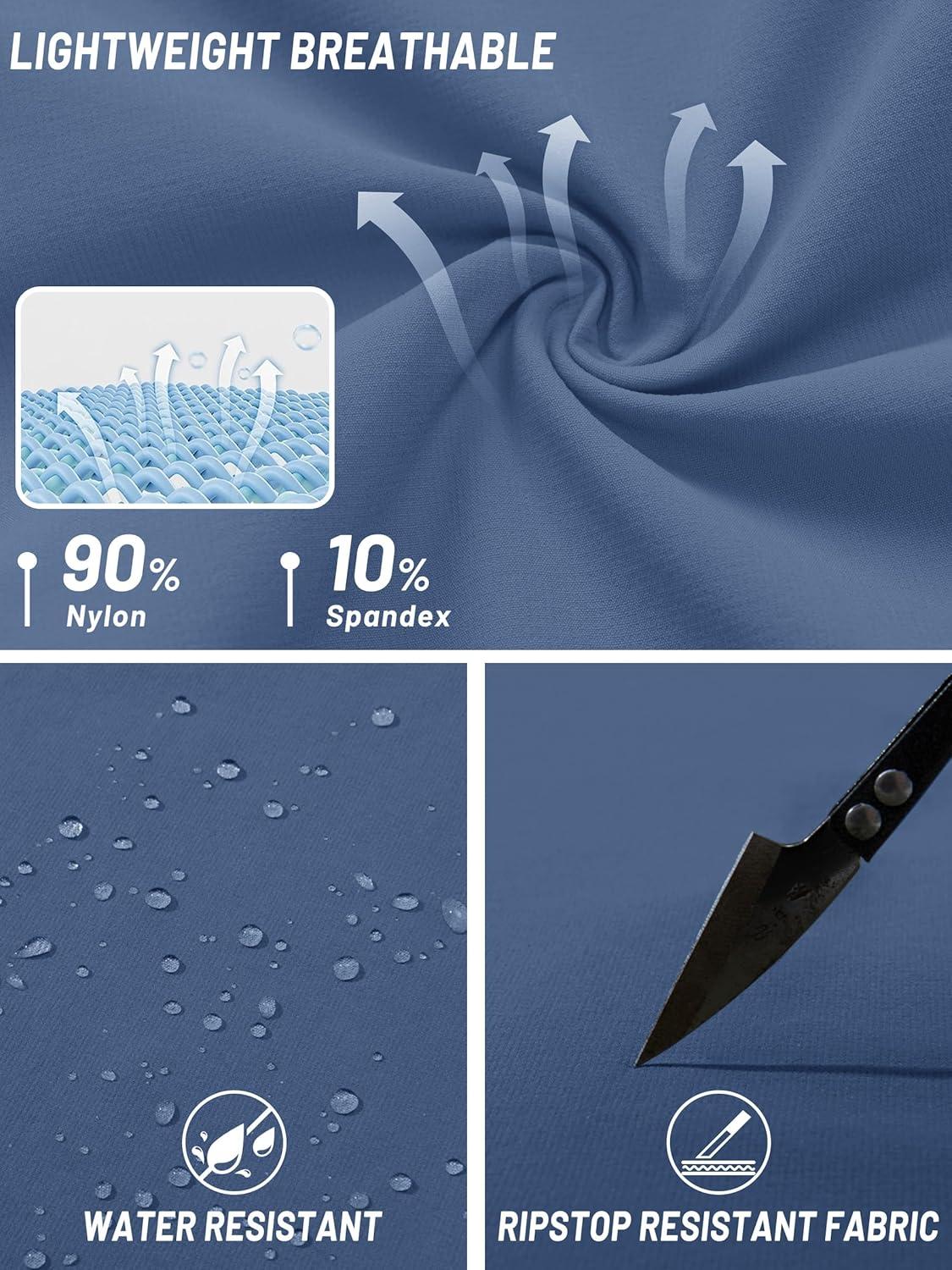 imageTACVASEN Mens Hiking Cargo Pants with 6 Pockets Lightweight Water Resistant Quick Dry Travel Pants for Men Work OutdoorBlue Grey