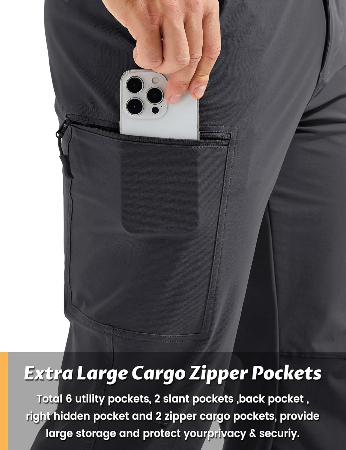 imageTACVASEN Mens Hiking Cargo Pants with 6 Pockets Lightweight Water Resistant Quick Dry Travel Pants for Men Work OutdoorDark Grey