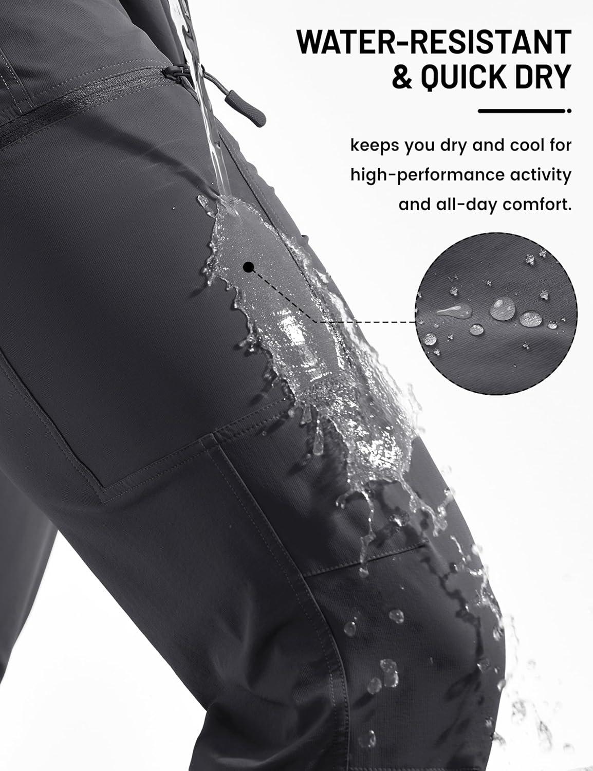 imageTACVASEN Mens Hiking Cargo Pants with 6 Pockets Lightweight Water Resistant Quick Dry Travel Pants for Men Work OutdoorDark Grey