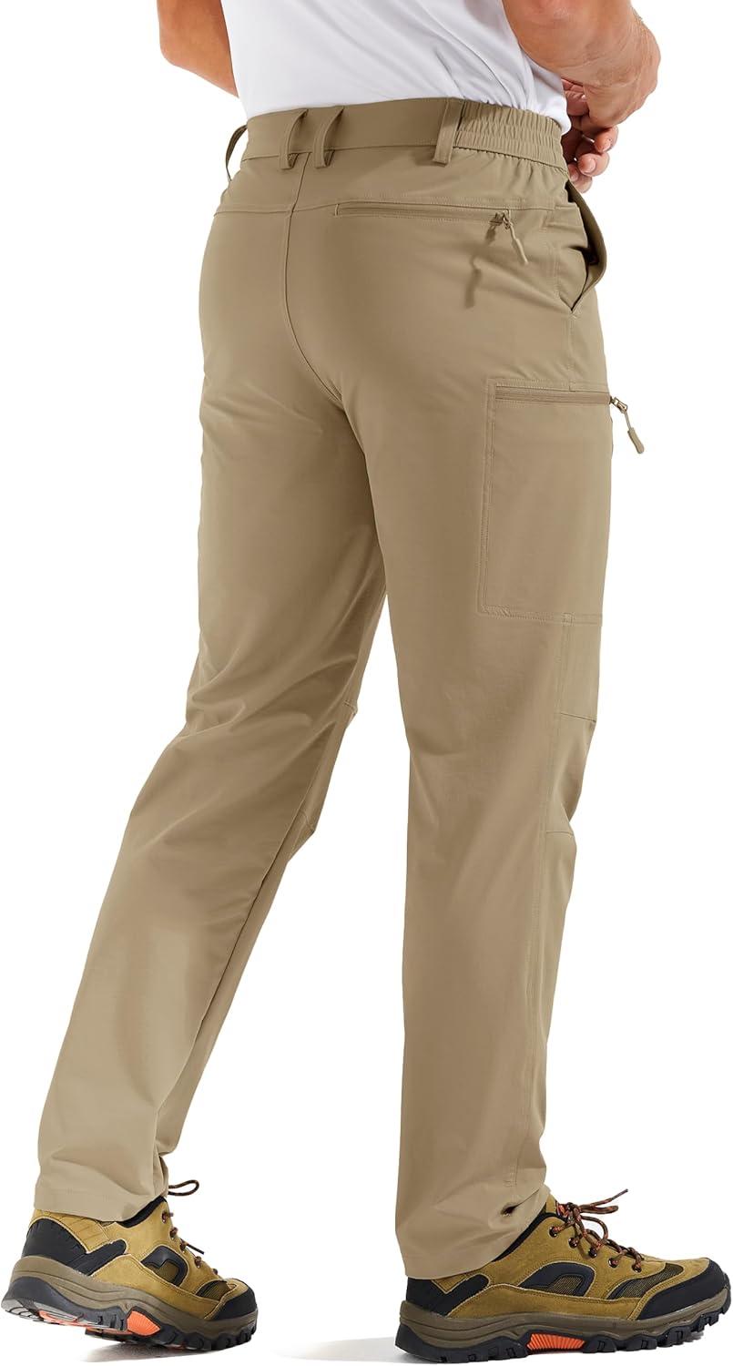 imageTACVASEN Mens Hiking Cargo Pants with 6 Pockets Lightweight Water Resistant Quick Dry Travel Pants for Men Work OutdoorKhaki