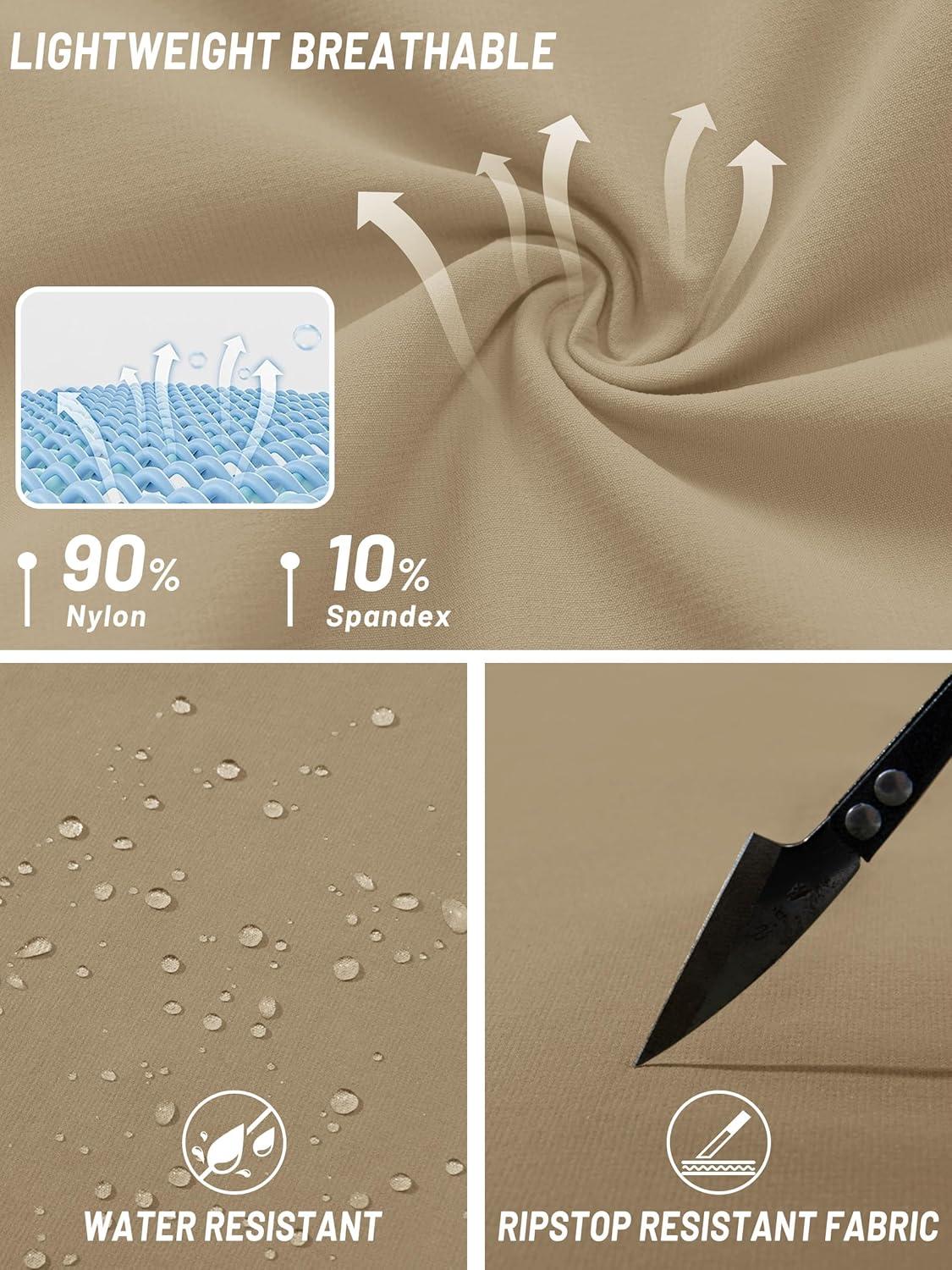 imageTACVASEN Mens Hiking Cargo Pants with 6 Pockets Lightweight Water Resistant Quick Dry Travel Pants for Men Work OutdoorKhaki