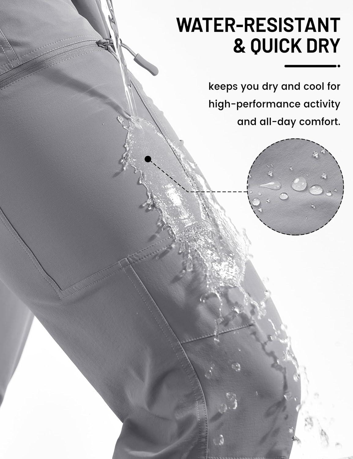 imageTACVASEN Mens Hiking Cargo Pants with 6 Pockets Lightweight Water Resistant Quick Dry Travel Pants for Men Work OutdoorLight Grey