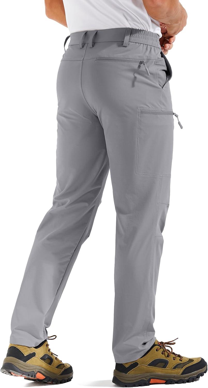 imageTACVASEN Mens Hiking Cargo Pants with 6 Pockets Lightweight Water Resistant Quick Dry Travel Pants for Men Work OutdoorLight Grey