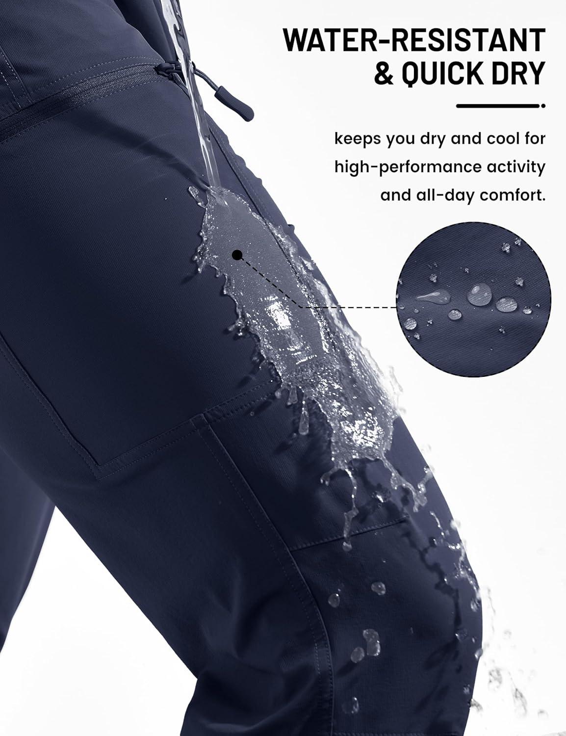 imageTACVASEN Mens Hiking Cargo Pants with 6 Pockets Lightweight Water Resistant Quick Dry Travel Pants for Men Work OutdoorNavy