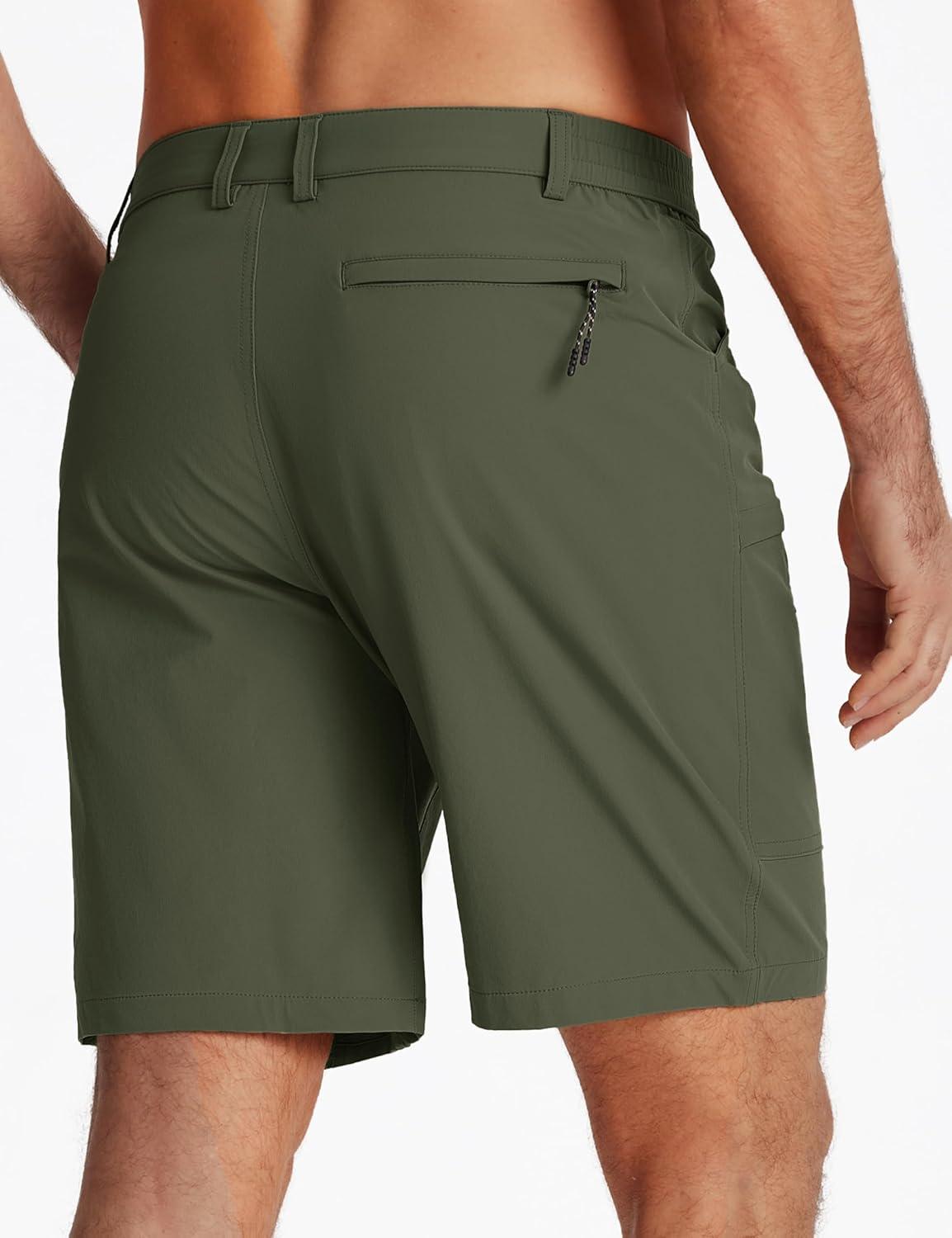 imageTACVASEN Mens Hiking Cargo Shorts 10quot Quick Dry Lightweight Casual Golf Work Shorts with Zipper Pocket Summer OutdoorArmy Green