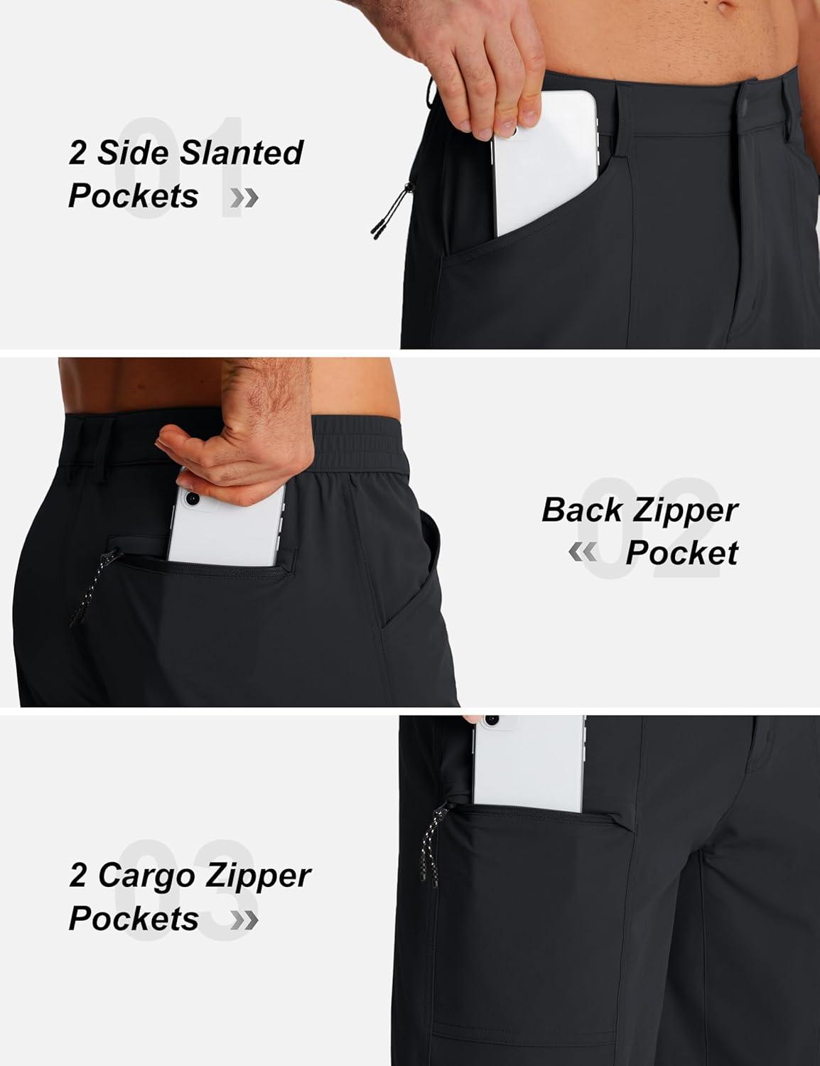 imageTACVASEN Mens Hiking Cargo Shorts 10quot Quick Dry Lightweight Casual Golf Work Shorts with Zipper Pocket Summer OutdoorBlack