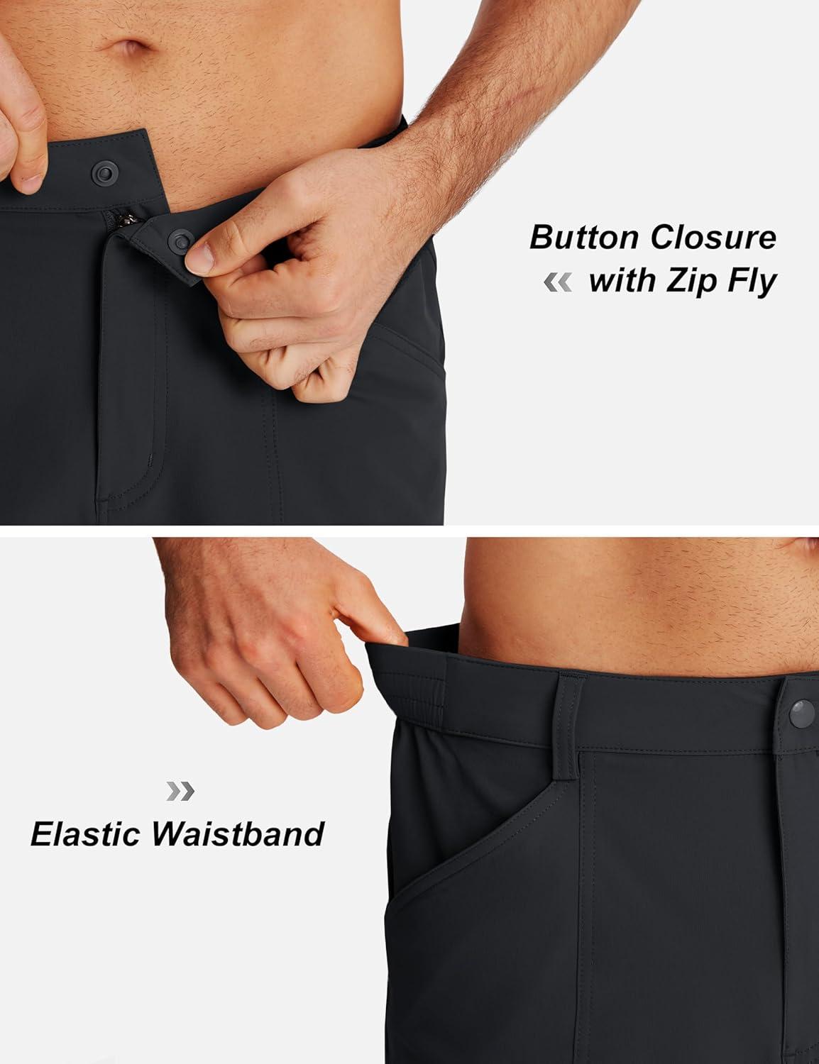 imageTACVASEN Mens Hiking Cargo Shorts 10quot Quick Dry Lightweight Casual Golf Work Shorts with Zipper Pocket Summer OutdoorBlack