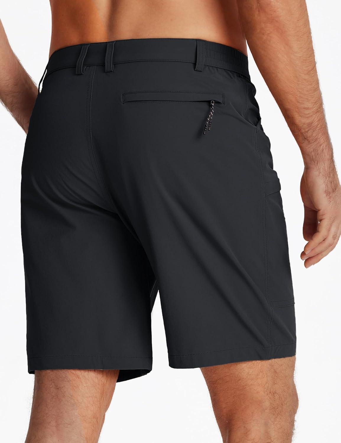 imageTACVASEN Mens Hiking Cargo Shorts 10quot Quick Dry Lightweight Casual Golf Work Shorts with Zipper Pocket Summer OutdoorBlack