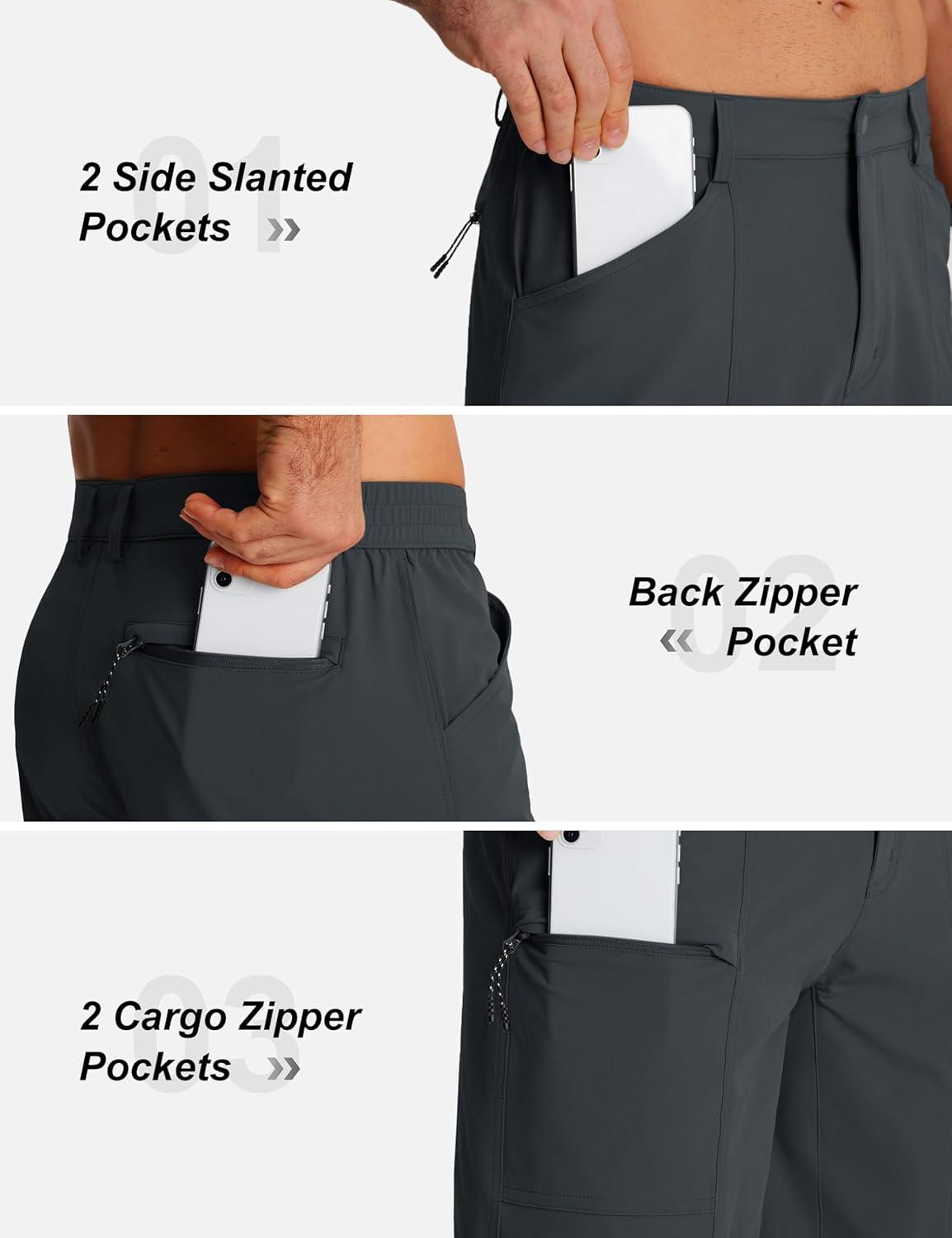 imageTACVASEN Mens Hiking Cargo Shorts 10quot Quick Dry Lightweight Casual Golf Work Shorts with Zipper Pocket Summer OutdoorDark Grey