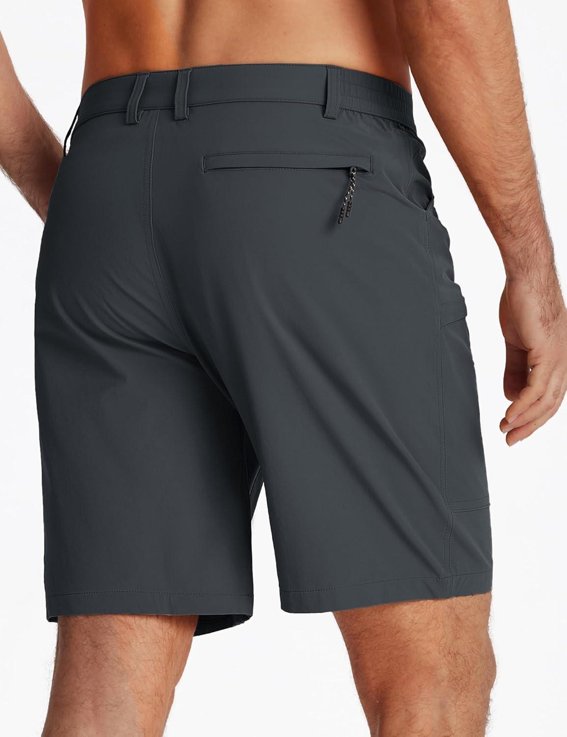 imageTACVASEN Mens Hiking Cargo Shorts 10quot Quick Dry Lightweight Casual Golf Work Shorts with Zipper Pocket Summer OutdoorDark Grey