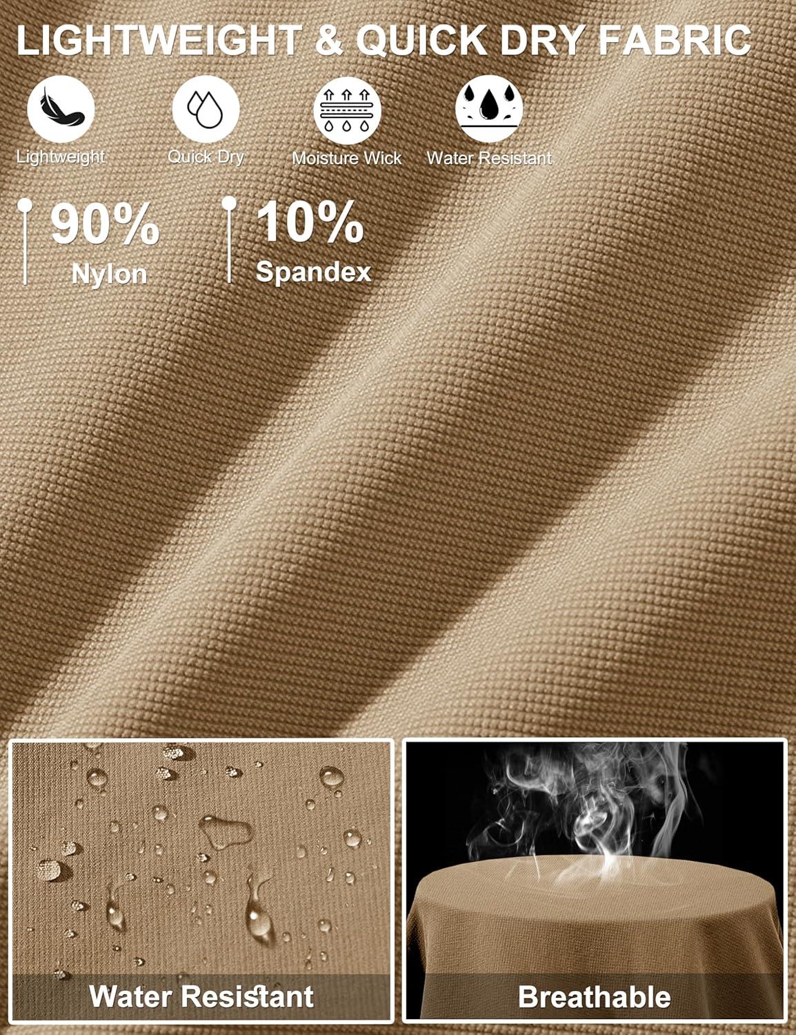 imageTACVASEN Mens Hiking Cargo Shorts 10quot Quick Dry Lightweight Casual Golf Work Shorts with Zipper Pocket Summer OutdoorKhaki