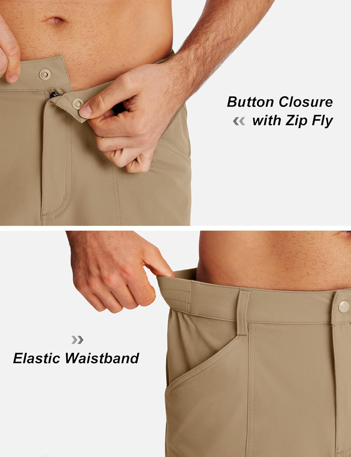 imageTACVASEN Mens Hiking Cargo Shorts 10quot Quick Dry Lightweight Casual Golf Work Shorts with Zipper Pocket Summer OutdoorKhaki