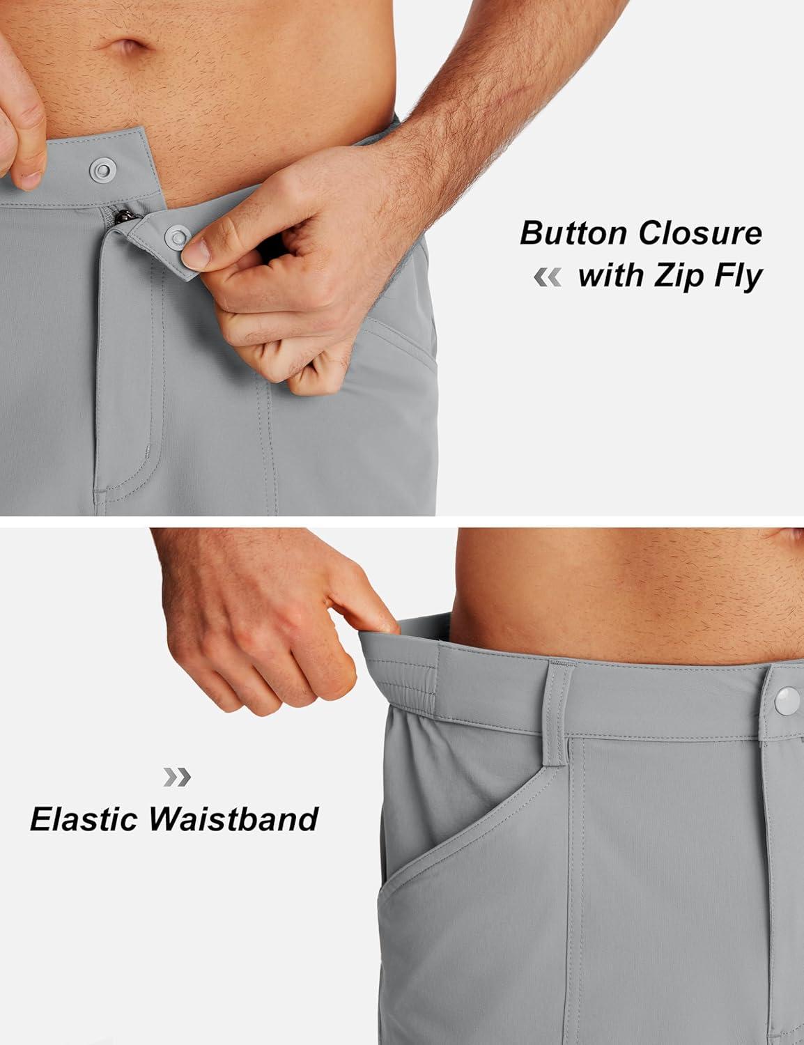 imageTACVASEN Mens Hiking Cargo Shorts 10quot Quick Dry Lightweight Casual Golf Work Shorts with Zipper Pocket Summer OutdoorLight Grey