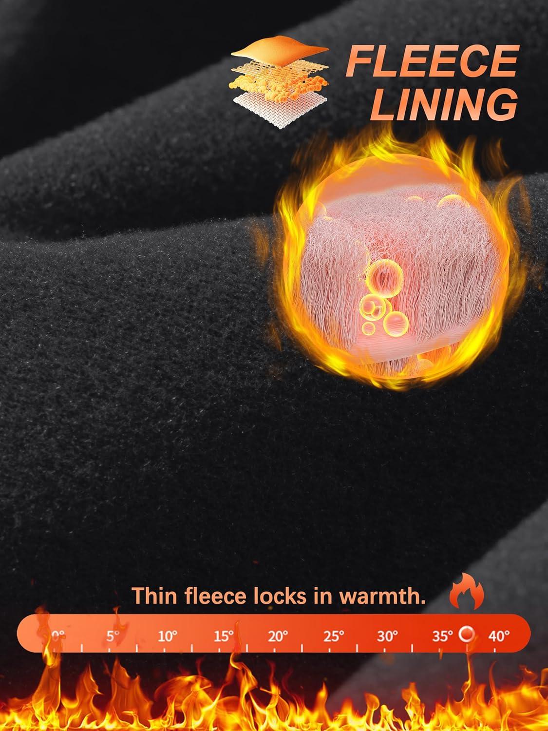 imageTACVASEN Mens Quarter Zip Pullover Fleece Lined Thermal Long Sleeve Golf Shirt 14 Zip Warm Winter SweatshirtsBlack