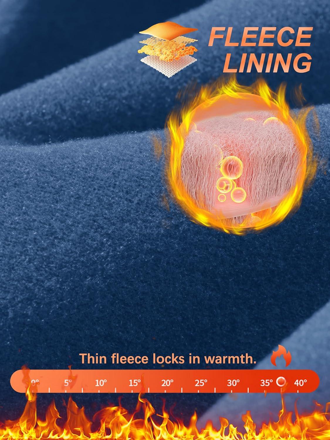 imageTACVASEN Mens Quarter Zip Pullover Fleece Lined Thermal Long Sleeve Golf Shirt 14 Zip Warm Winter SweatshirtsBlue Grey