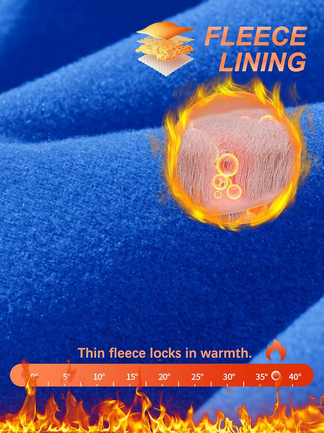 imageTACVASEN Mens Quarter Zip Pullover Fleece Lined Thermal Long Sleeve Golf Shirt 14 Zip Warm Winter SweatshirtsColor Blue