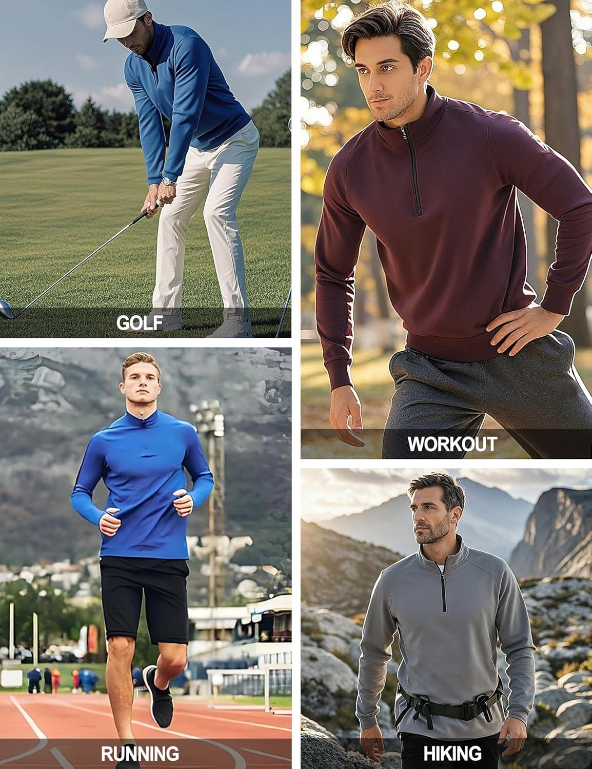 imageTACVASEN Mens Quarter Zip Pullover Fleece Lined Thermal Long Sleeve Golf Shirt 14 Zip Warm Winter SweatshirtsDark Grey