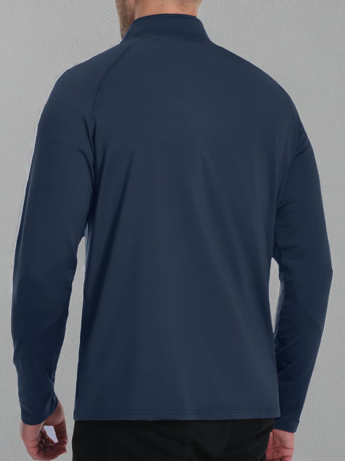 imageTACVASEN Mens Quarter Zip Pullover Fleece Lined Thermal Long Sleeve Golf Shirt 14 Zip Warm Winter SweatshirtsNavy