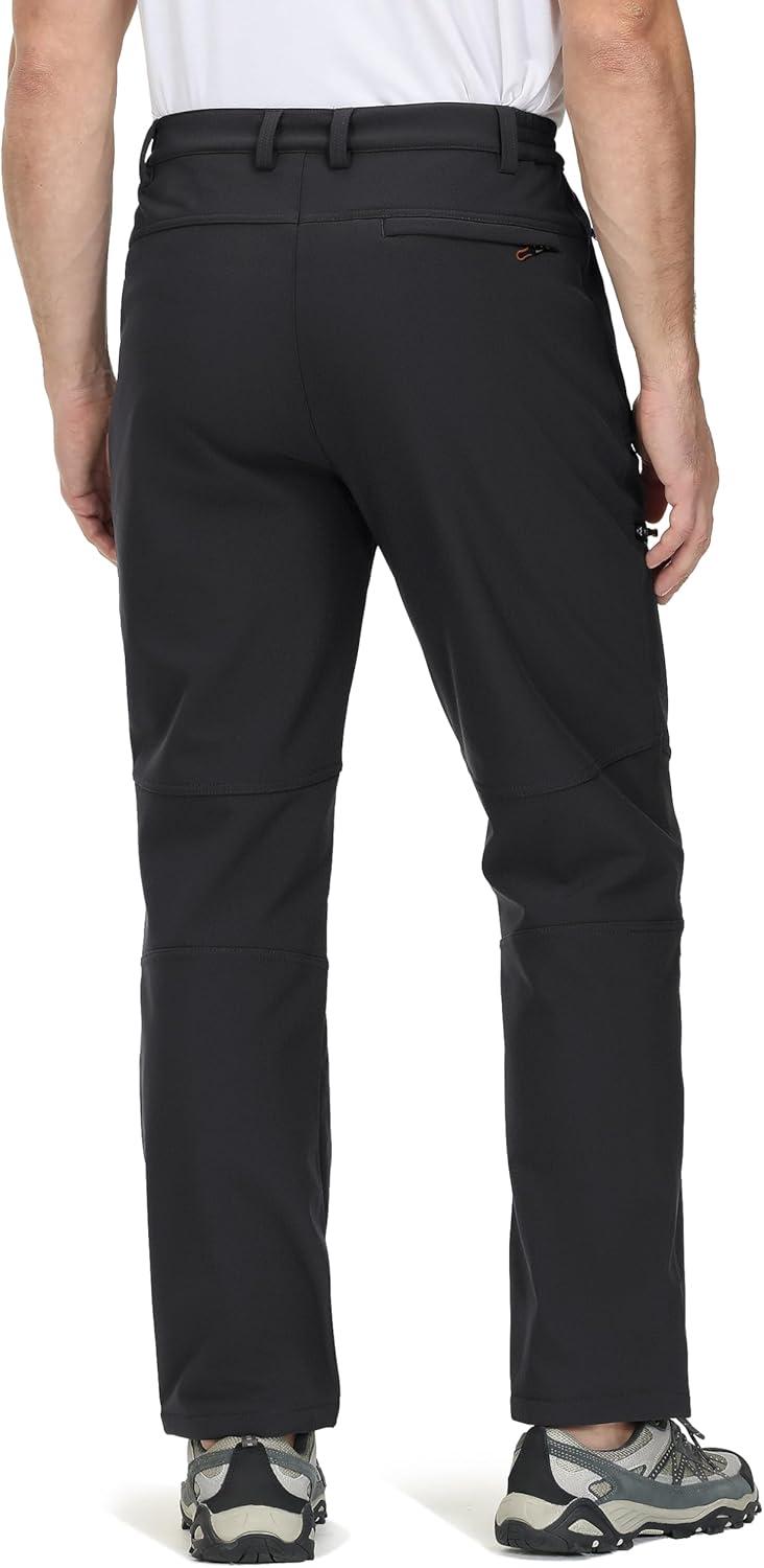 imageTACVASEN Mens Snow Ski Pants Winter Fleece Lined Pants for Mens Water Resistant Snowboarding HikingBlack