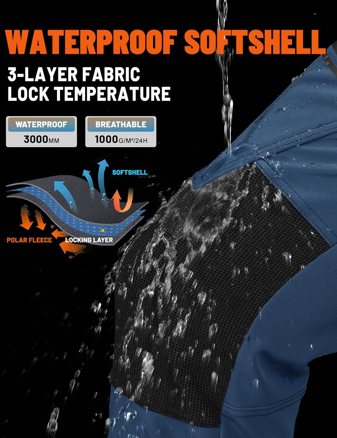 imageTACVASEN Mens Snow Ski Pants Winter Fleece Lined Pants for Mens Water Resistant Snowboarding HikingBlue Gray