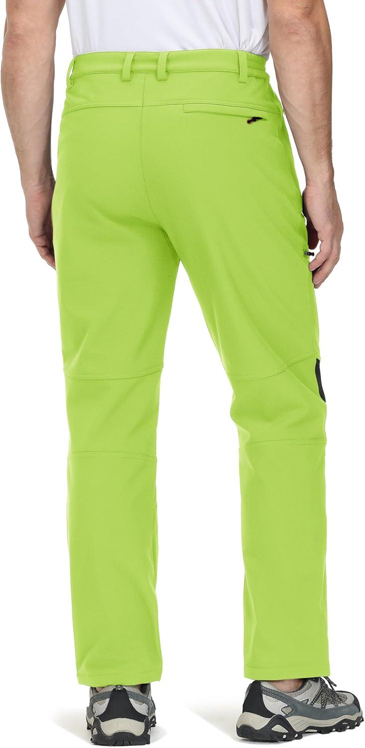imageTACVASEN Mens Snow Ski Pants Winter Fleece Lined Pants for Mens Water Resistant Snowboarding HikingBright Green