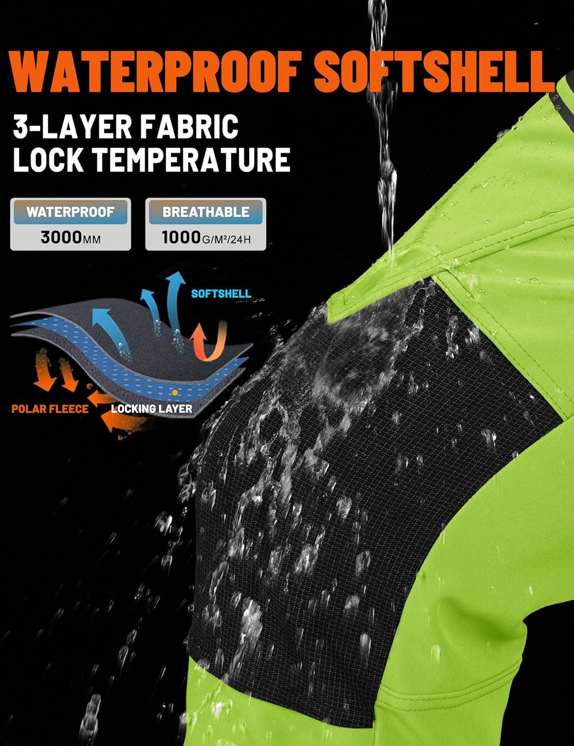 imageTACVASEN Mens Snow Ski Pants Winter Fleece Lined Pants for Mens Water Resistant Snowboarding HikingBright Green