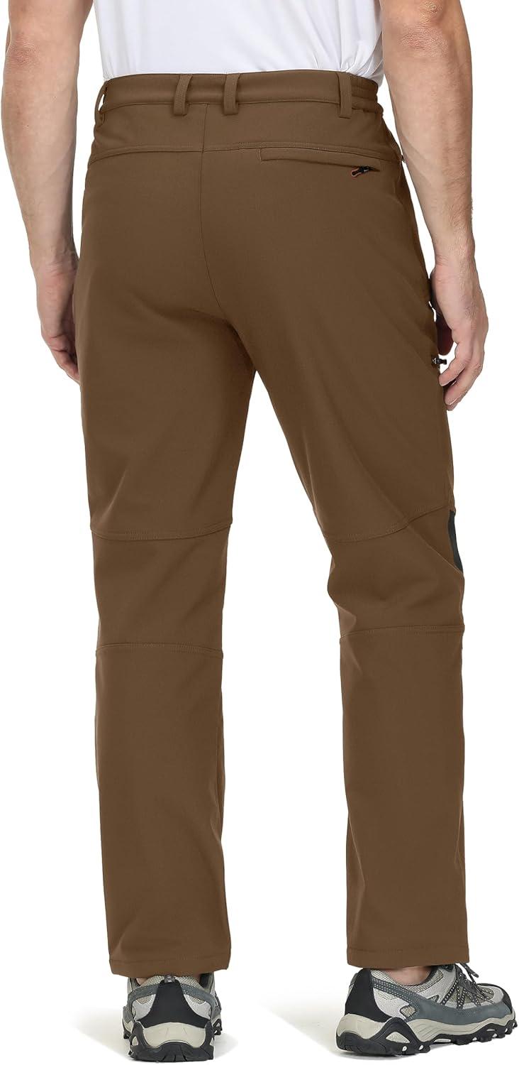 imageTACVASEN Mens Snow Ski Pants Winter Fleece Lined Pants for Mens Water Resistant Snowboarding HikingCoffee
