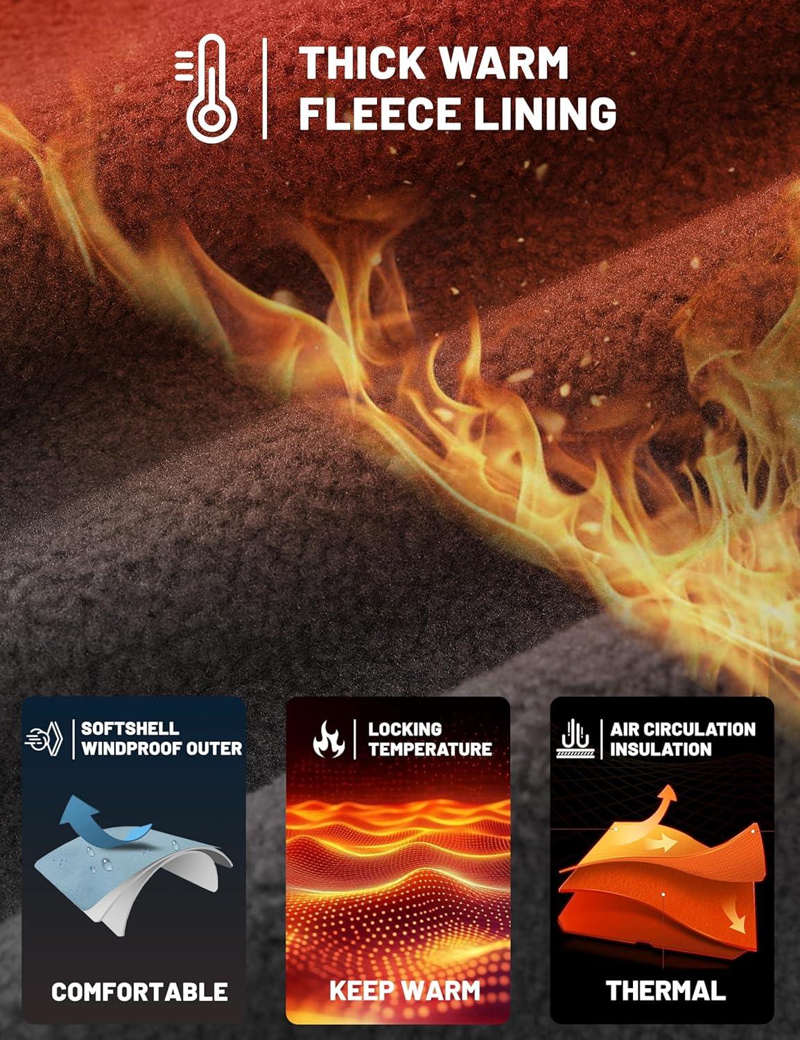 imageTACVASEN Mens Snow Ski Pants Winter Fleece Lined Pants for Mens Water Resistant Snowboarding HikingCoffee