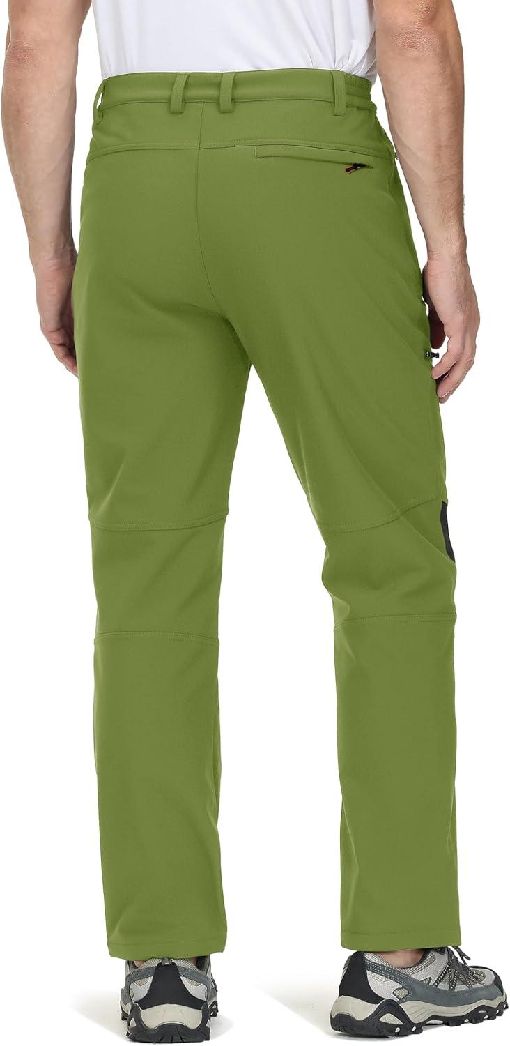 imageTACVASEN Mens Snow Ski Pants Winter Fleece Lined Pants for Mens Water Resistant Snowboarding HikingD Bright Green